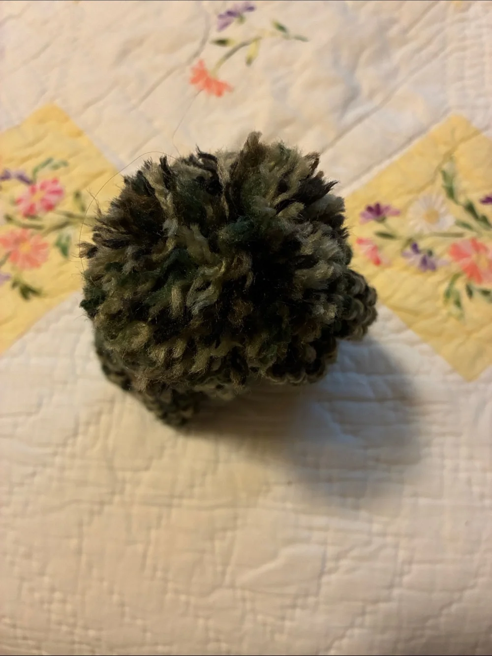 Knit Pom Pom Beanie - Green Multicolor, Handmade